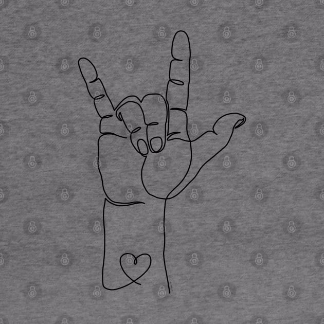 I Love You ASL Sign Hand Language Minimalist Line Art by DoubleBrush